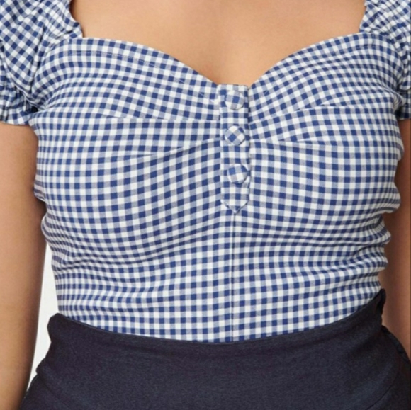 Blue Gingham Loretta Top - Picture 2 of 4
